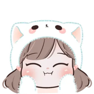🍥 Desenho animado, Fofo, Menina, Gato, Moletom com capuz, Kawaii whatsapp sticker