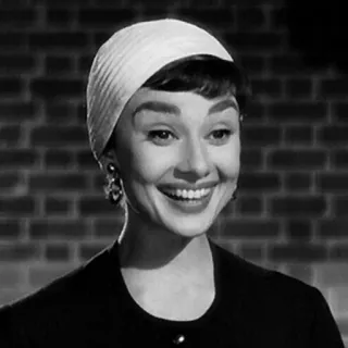 ➿ Audrey Hepburn atriz, filme clássico, retrato, celebridade, preto e branco, retro telegram sticker