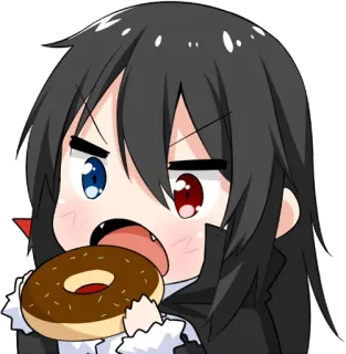 😛 Anime, Dona, Comiendo, Lindo, Chibi, Dibujos animados telegram sticker