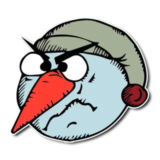 😣 снеговик, мультфильм, злой, зима, снег, персонаж, иллюстрация telegram sticker