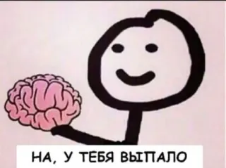 🧠 НА, У ТЕБЯ ВЫПАЛО brain, stick figure, funny, humor, meme whatsapp sticker