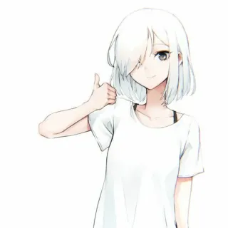 🧊 Anime, Garota, Joinha, Cabelo branco, Fofa, Alegre telegram sticker