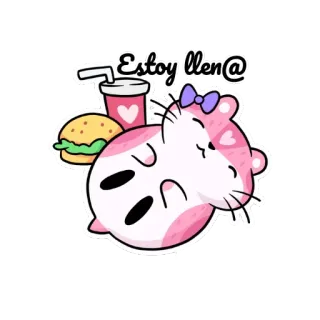 🌮 Estoy llen@ chuột hamster, dễ thương, đồ ăn, burger, soda, vui vẻ, hoạt hình, nhãn dán telegram sticker