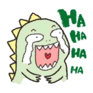 🎋 哈哈 dinosaure, pleurer, joyeux, dessin animé, mignon, drôle, rire telegram sticker