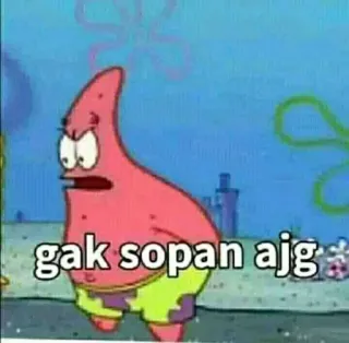 🤔 Patrick Star Spongebob Squarepants gak sopan ajg cartoon, patrick, spongebob, meme, gak sopan, ajg whatsapp sticker