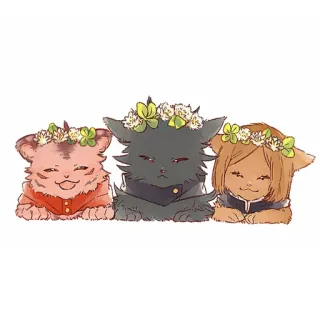 🐈 Katze, Blumenkranz, süß, Tier, Aufkleber telegram sticker