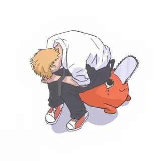 😞 Denji Chainsaw Man Аниме, Бензопила, Человек, Денджи, Почита, Персонаж, Мультфильм telegram sticker