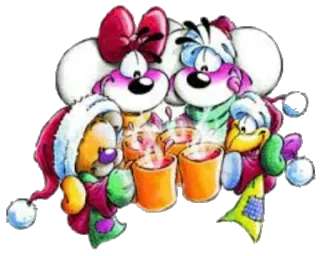 ❤ Desenho animado, Animais, Inverno, Feriado, Fofo, Cachecol telegram sticker