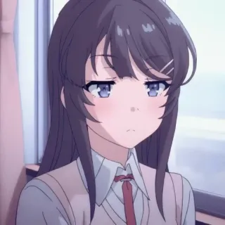 😒 Mai Sakurajima Rascal Does Not Dream of Bunny Girl Senpai Anime, Schooluniform, Meisje, Schattig, Japanse animatie telegram sticker
