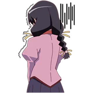 😓 动漫, 女孩, 制服, 背影, 辫子, 卡通 telegram sticker