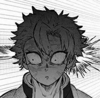 😨 Anime, Manga, Espressione, Scioccato, Personaggio, Bianco e nero telegram sticker