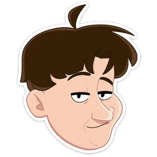 😏 การ์ตูน, ยิ้มเยาะ, หัว, หน้า, ตัวละคร telegram sticker