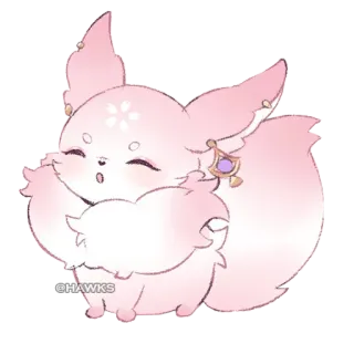 😊 @HAWKS fox, cute, animal, kawaii, pink, sticker telegram sticker