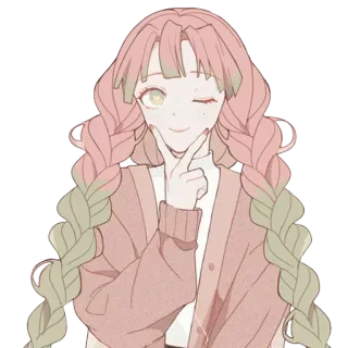 😉 Mitsuri Kanroji Demon Slayer Anime, Nhân vật, Hồng, Xanh lá cây, Luyến Trụ, Thanh Gươm Diệt Quỷ telegram sticker