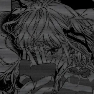 🖤 动漫, 漫画, 女孩, 悲伤, 哭泣 telegram sticker