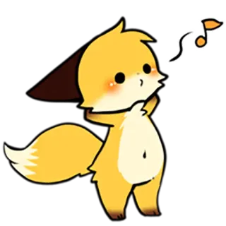 ☺️ fuchs, tier, süß, cartoon, kawaii, chibi, aufkleber, gelb telegram sticker