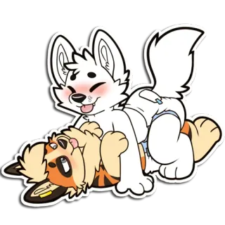 ☺️ furry, anthro, puppy, diaper, cute, cartoon, playful, animal telegram sticker