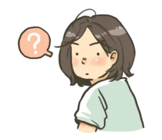🤔 물음표, 만화, 혼란스러움, 여자, 생각 whatsapp sticker