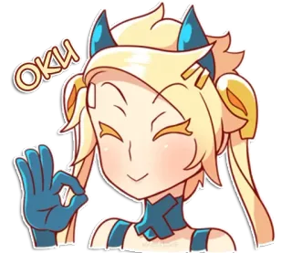 🆗 OKU postać, anime, uroczy, emoji, blondynka, dziewczyna telegram sticker