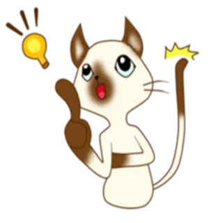 💡 gatto, idea, pensare, lampadina, felice, animale, cartone animato whatsapp sticker