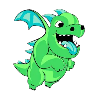 🌀 dragon, dessin animé, animal, mignon, vert whatsapp sticker