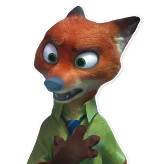 ☹ Nick Wilde Zootopia zorro, asco, dibujo animado, animal, personaje telegram sticker