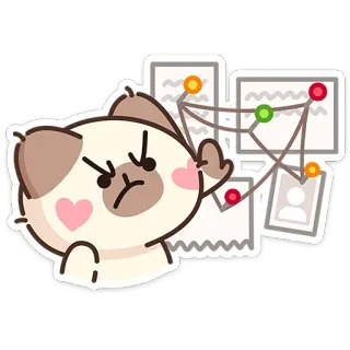 😒 chat, détective, doigt d'honneur, offensant, énervé, enquête telegram sticker