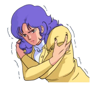 😰 Аниме, Женщина, Расстроен, Грустный, Фиолетовые волосы telegram sticker