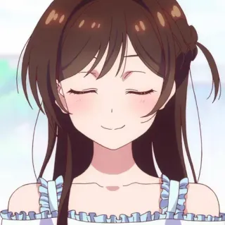 🍇 dziewczyna anime, uśmiechnięta, kreskówka, brązowe włosy, wesoła, słodka whatsapp sticker