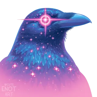 🐦‍⬛️ bird, raven, galaxy, stars, cosmic, magic, animal telegram sticker