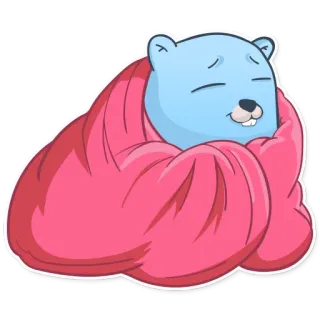 😴 goffer, maskotka, koc, słodki, śpiący, otulony telegram sticker