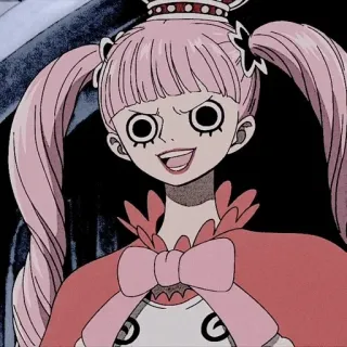 🌸 Perona One Piece Anime, One Piece, Perona, Personaje, Pelo rosa, Corona whatsapp sticker