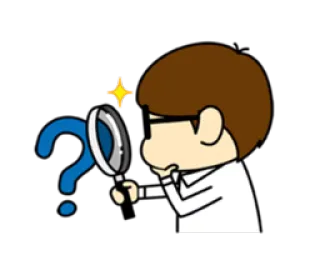 ❓ คำถาม, แว่นขยาย, ค้นหา, นักสืบ, งานวิจัย telegram sticker