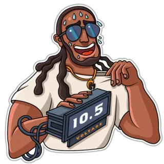 😅 10.5 VOLTAGE Мультфильм, Мужчина, Напряжение, Электричество, Пот telegram sticker