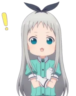 ❗ Anime, Carino, Ragazza, Punto esclamativo, Chibi, Cartone animato telegram sticker