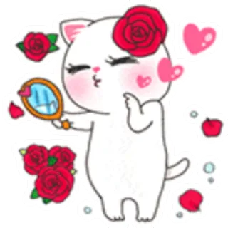 😚 chat, baiser, mignon, rose, coeur, miroir telegram sticker