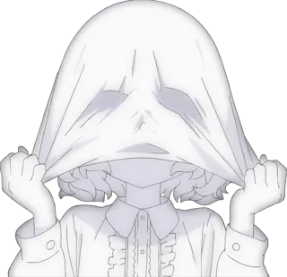 😱 Аниме, Призрак, Лист, Страшный, Жуткий, Рисунок telegram sticker