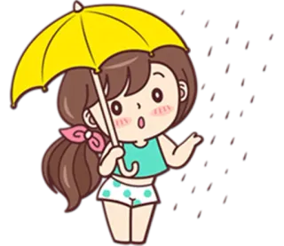 ☔ chica, paraguas, lindo, dibujos animados, kawaii, clima telegram sticker