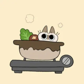 🍲 cat, cute, hot pot, food, animal, cartoon telegram sticker