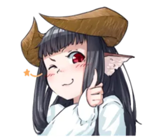 ⭐ Anime, Mädchen, Dämon, Hörner, Süß, Lächeln, Zwinkern, Daumen hoch telegram sticker