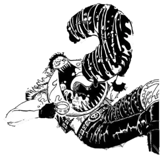 😋 monster, aggressive, sharp teeth, weapon, axe, fantasy, villain telegram sticker