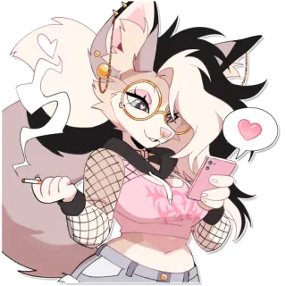 💨 furry, anthro, girl, smoking, phone, aesthetic, cute, glasses whatsapp sticker