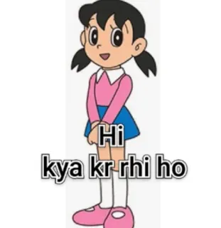 🤔 Hi kya kr rhi ho phim hoạt hình, anime, cô gái, lời chào, xin chào whatsapp sticker