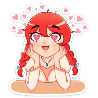 😍 อนิเมะ, น่ารัก, ผู้หญิง, ความรัก, หัวใจ, การ์ตูน whatsapp sticker