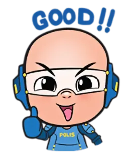 😊 GOOD!! Dessin animé, Pouce levé, Police, Policier telegram sticker