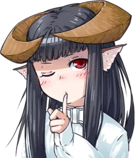 🤔 アニメ, 女の子, 角, モンスター, シー, 静かに telegram sticker