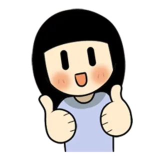 👍 cartoon, thumbs up, girl, happy, positive, approval telegram sticker