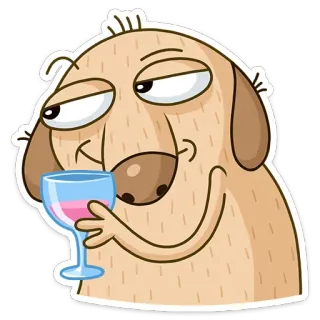 🥂 cane, vino, cartone animato, animale, alcol, bere whatsapp sticker