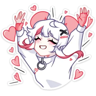❤️ Anime, Carino, Adesivo, Kawaii, Cuore, Felice, Cartone animato whatsapp sticker