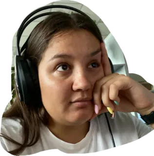 🥲 mujer, auriculares, aburrida, retrato, persona, audífonos telegram sticker